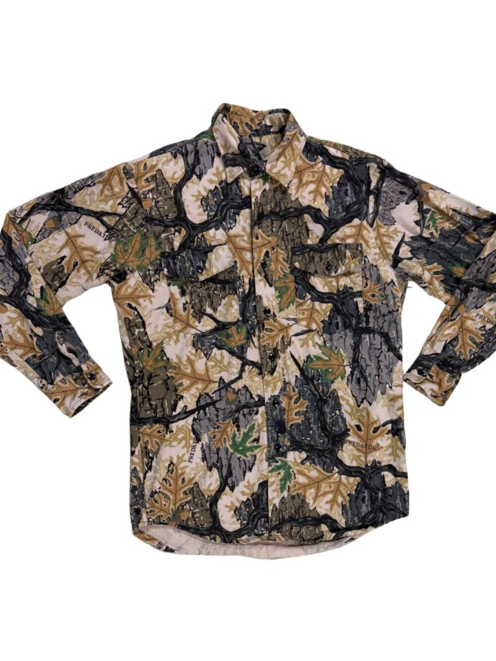 Vintage Predator Camo Button Up Work Hunting Shirt Size Medium